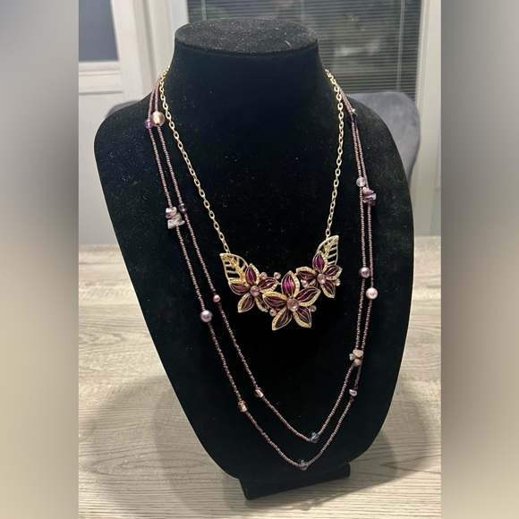 Amazing set of purple and gold tone necklaces!!! Double the fun w/these BEAUTIES - Picture 5 of 9